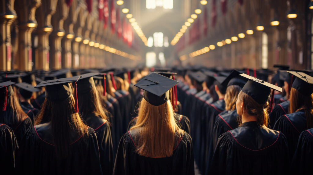 Students attend graduation ceremony.