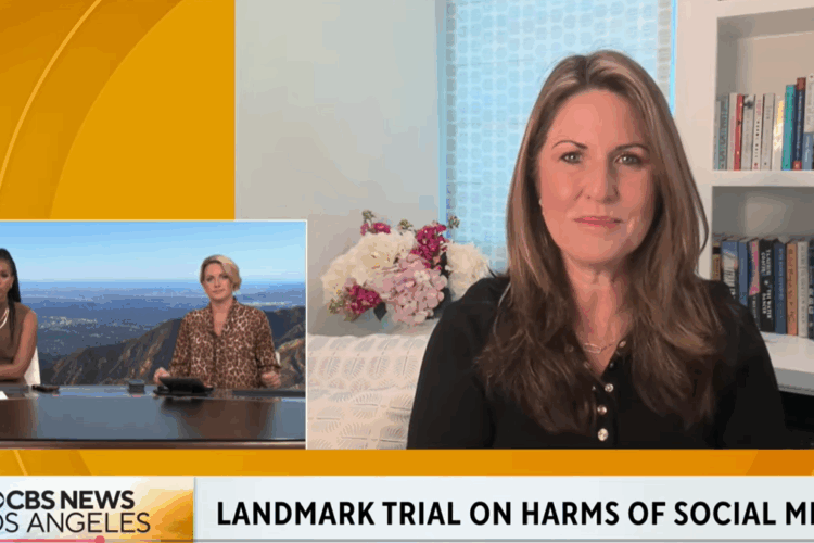 Rachel Fiset on CBSLA/CBS News Los Angeles Discusses Social Media and Youth Mental Health Trial.